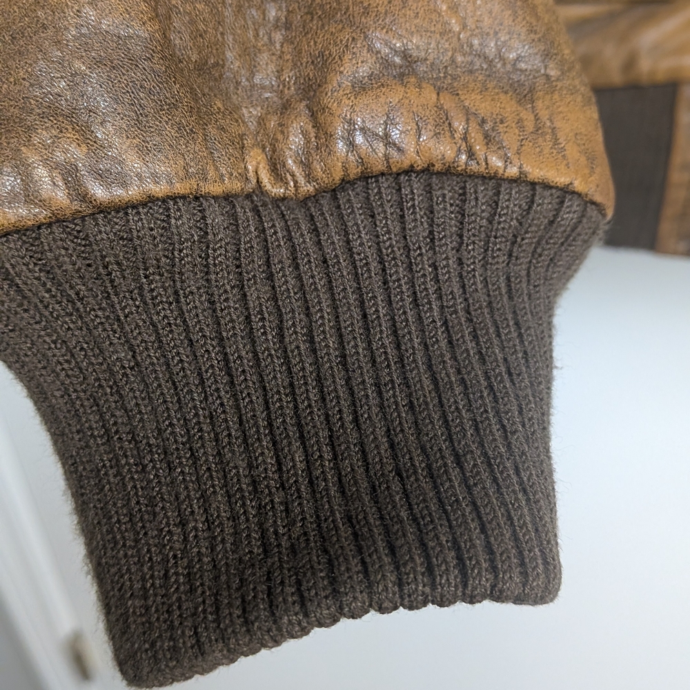Men's Leathertown '88 Distressed Brown Leather‎ Bomber Jacket Size L/42 - Picture 6 of 16